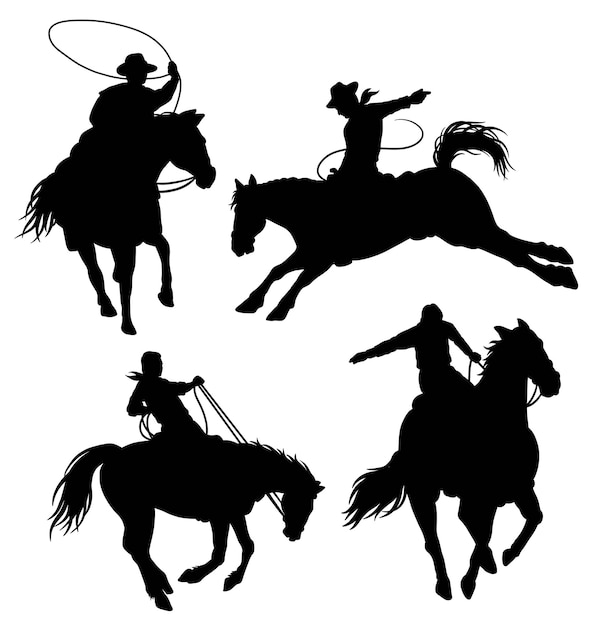 Cowboy riding a horse performance silhouette