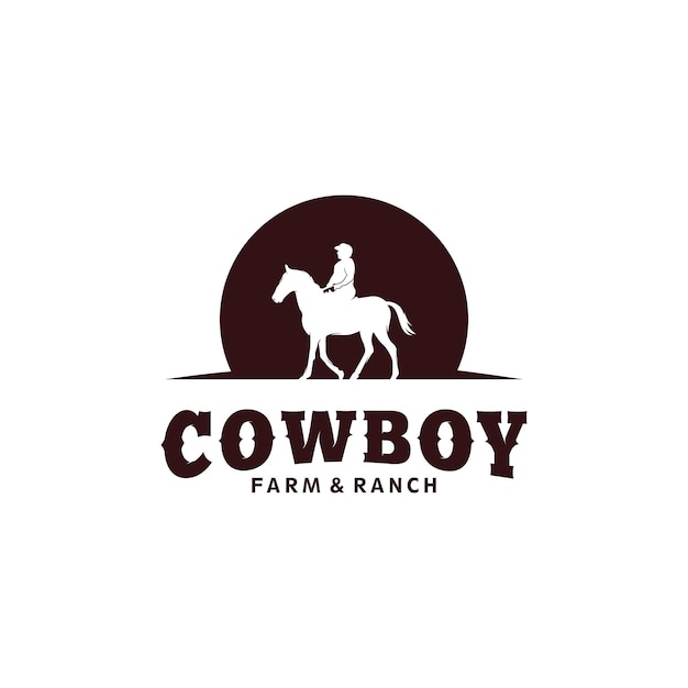 Cowboy Riding Horse Silhouette logo