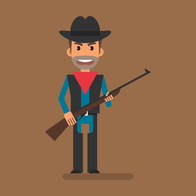 Cowboy robber holding gun