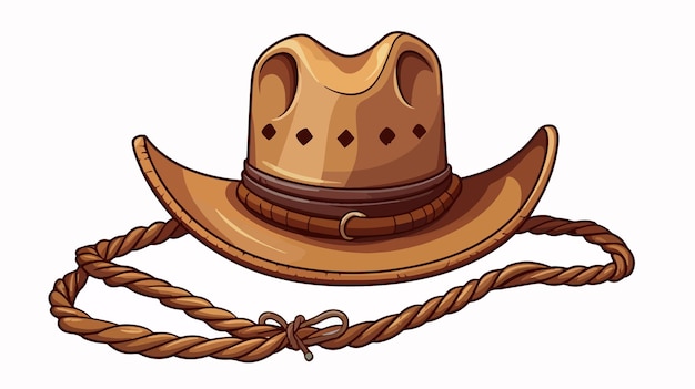 Cowboy Rope and Hat Cartoon Vector Illustration