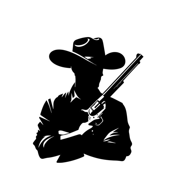 Cowboy silhouette Cowboy logo icon vector black and white