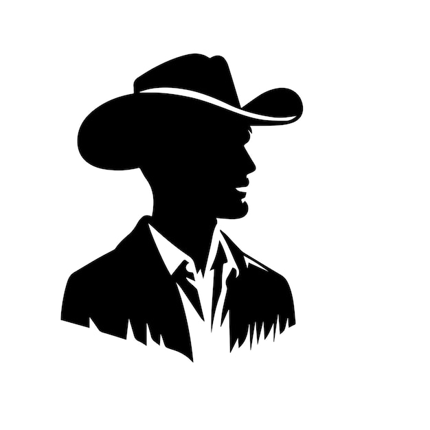 Cowboy silhouette cowboy logo icon vector black and white