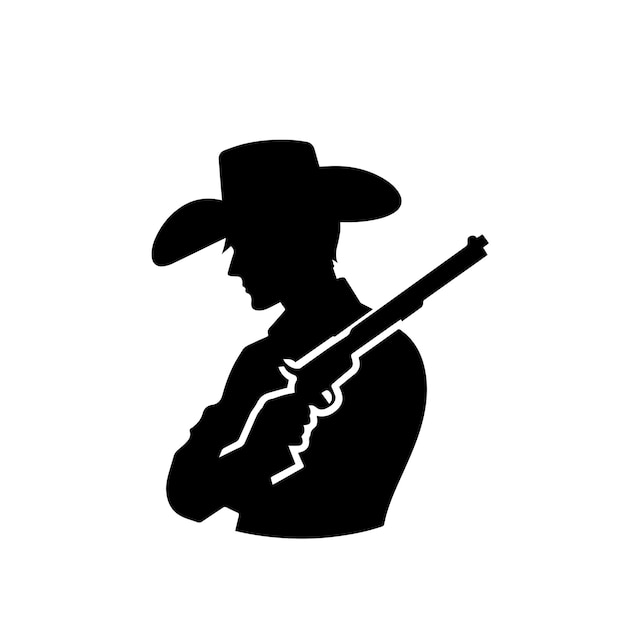 Cowboy silhouette Cowboy logo icon vector black and white