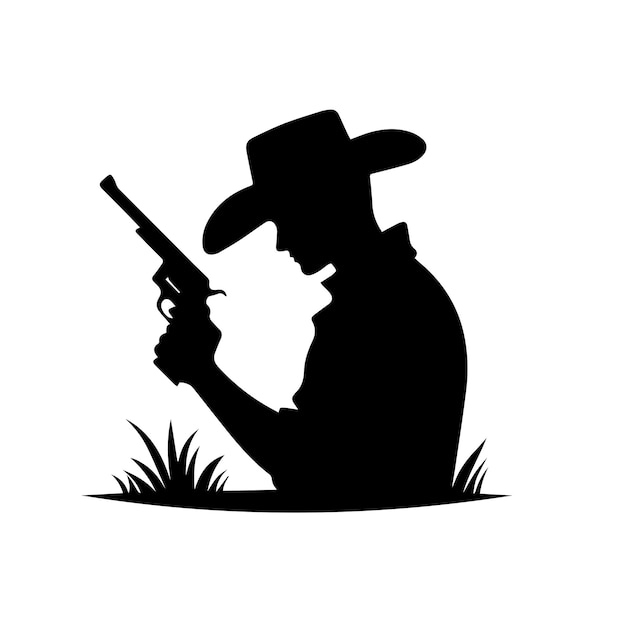 Cowboy silhouette cowboy logo icon vector black and white