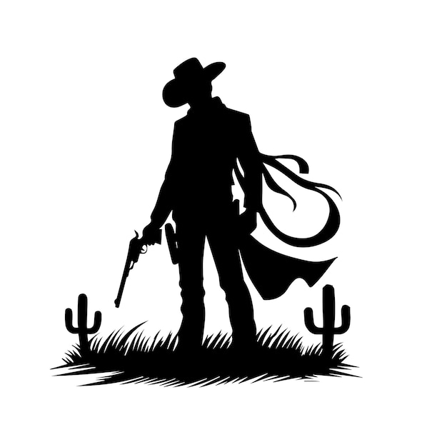 Cowboy silhouette cowboy logo icon vector black and white