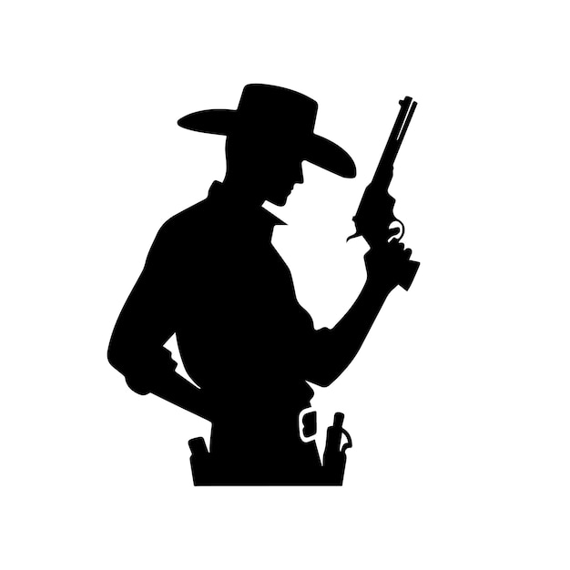 Cowboy silhouette cowboy logo icon vector black and white