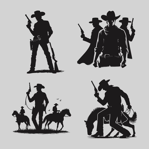 Cowboy Silhouette Vector Illustration Cowboy SVG Bundle