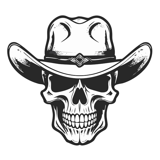 Vector cowboy skull vector illustration silhouette