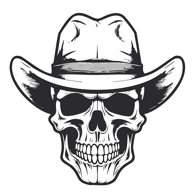 Vector cowboy skull vector illustration silhouette