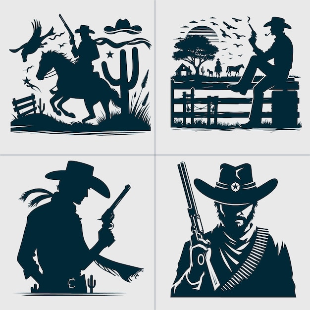 Cowboy svgCowboy Cowgirl svgcowboy silhouettecouple svgWestern Svgcowboy clipartWild west