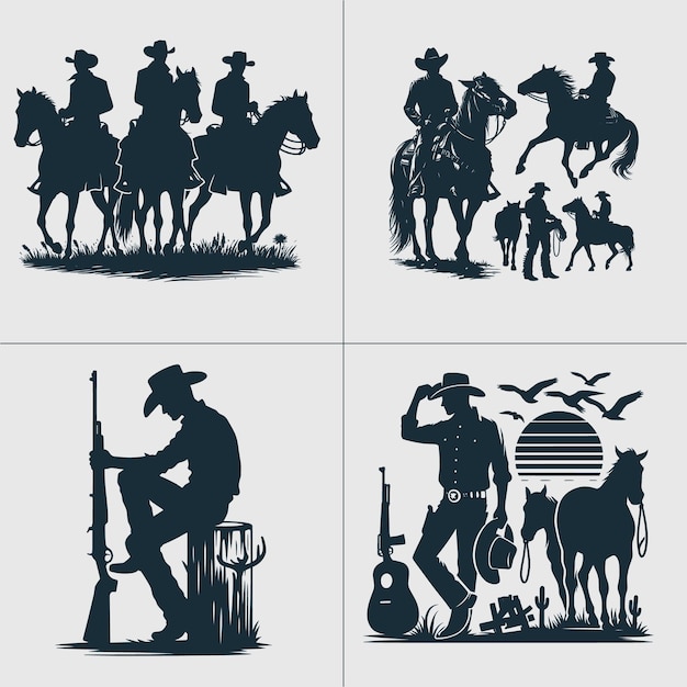 Cowboy svgCowboy Cowgirl svgcowboy silhouettecouple svgWestern Svgcowboy clipartWild west