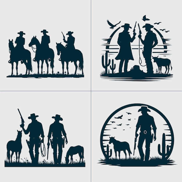 Cowboy svgCowboy Cowgirl svgcowboy silhouettecouple svgWestern Svgcowboy clipartWild west