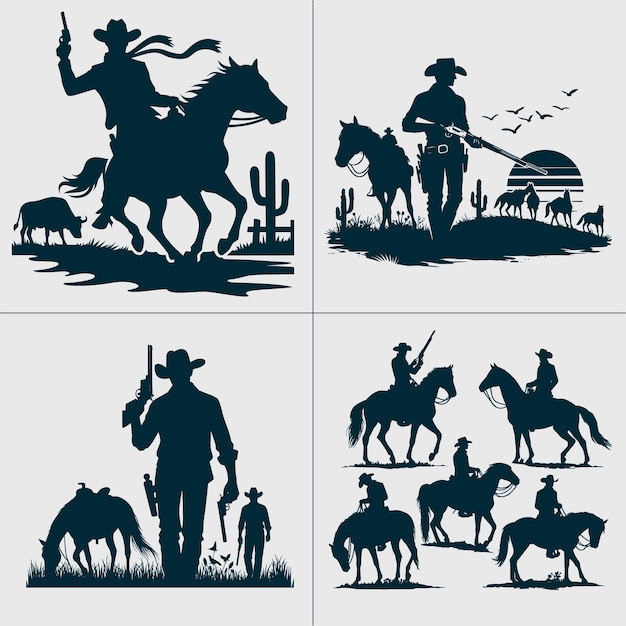 Cowboy svgCowboy Cowgirl svgcowboy silhouettecouple svgWestern Svgcowboy clipartWild west