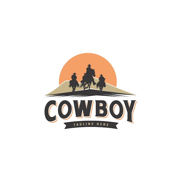 Cowboy Vintage Badge Logo Design Illustration