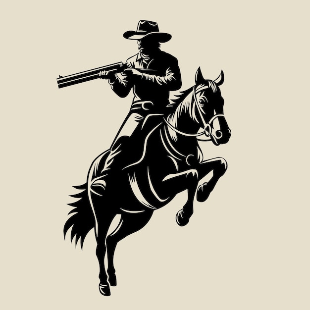 Cowboy with gun on galloping horse