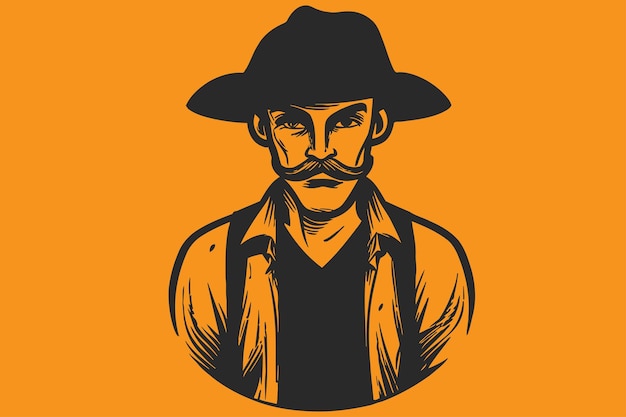 cowboy with hat black logo