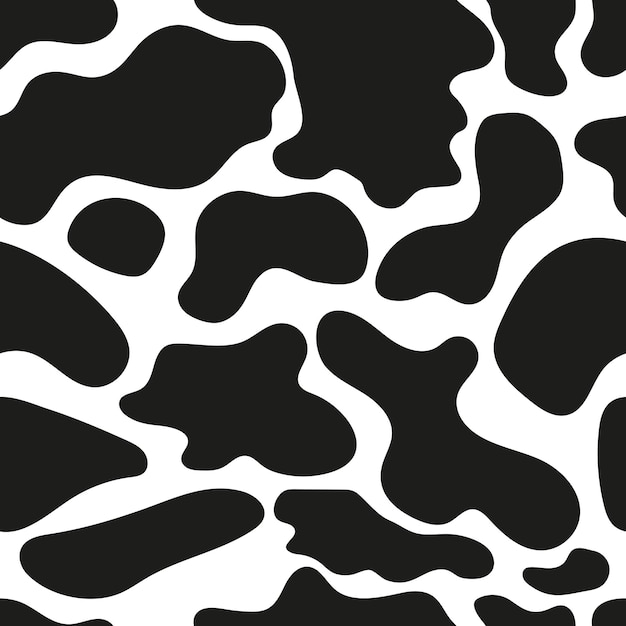 Cowhide seamless pattern black spots on a white background simple minimalism pattern