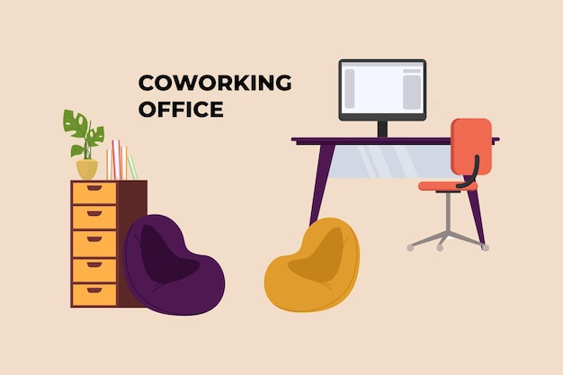 Coworking space Coworking concept Flat vector illustrations isolated