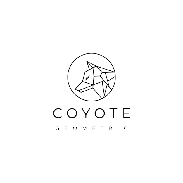 Coyote head geometric logo vector icon design template