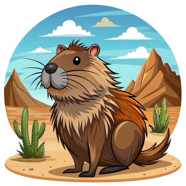 Coypu beaver isolated smiles desert vector