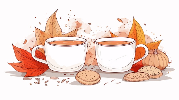 Vector cozy autumn design greeting card inspired by hygge concept