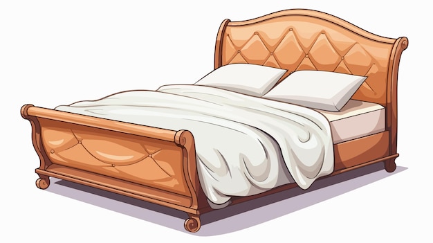 Vector cozy bed on white background cartoon vector illustration