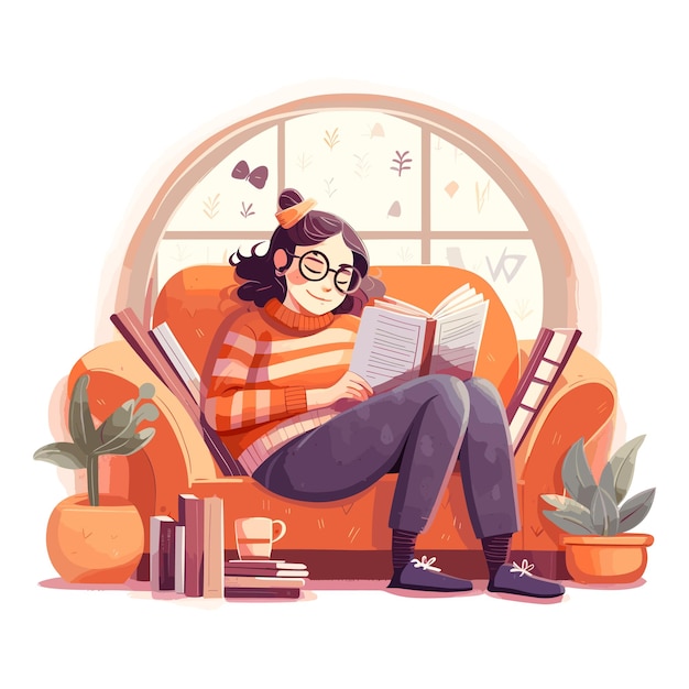 Cozy Book Lover vector illustration