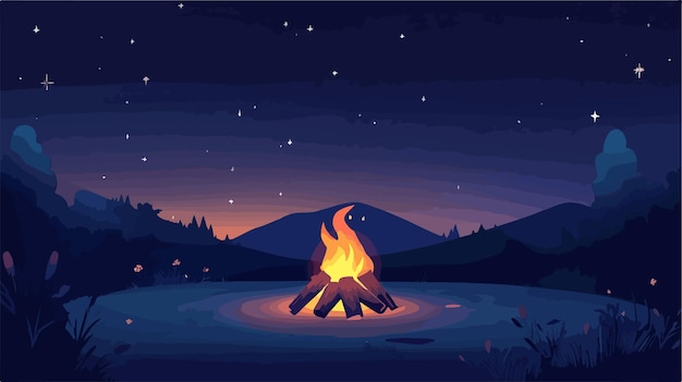 Cozy Campfire Crackling under Starry Night