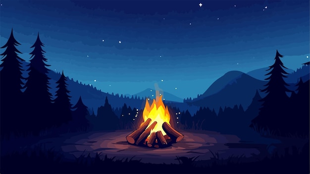 Cozy Campfire Crackling under Starry Night