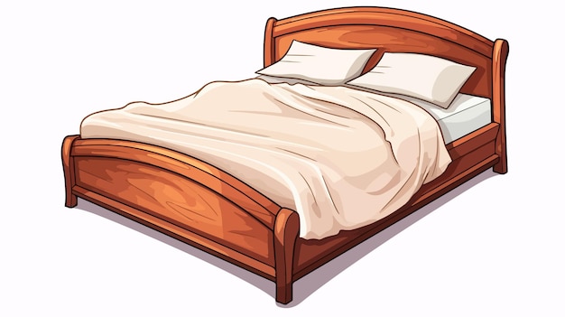 Vector cozy cartoon bed illustration on white background