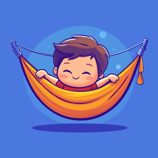 Vector cozy cartoon character enjoying serenity in a hammock vector illustration