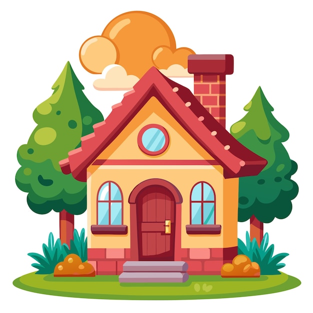 Vector cozy cartoon house clip art and vector design with a white background