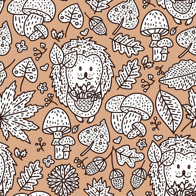 Vector cozy fall vector illustration autumn doodle detailed illustration