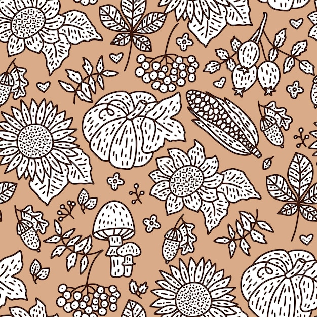 Vector cozy fall vector illustration autumn doodle detailed illustration