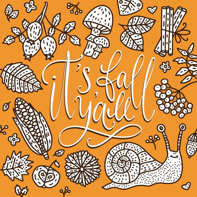 Cozy fall vector illustration Autumn vector lettering card