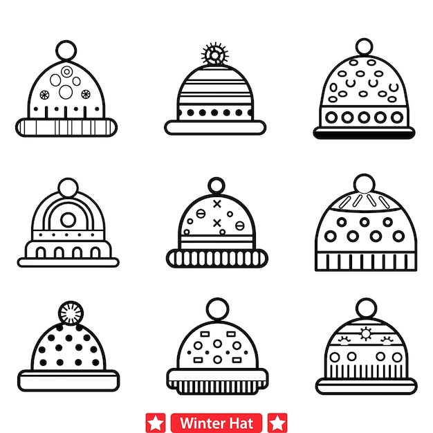 Cozy Headwear Galore Assorted Winter Hat Vector Silhouettes