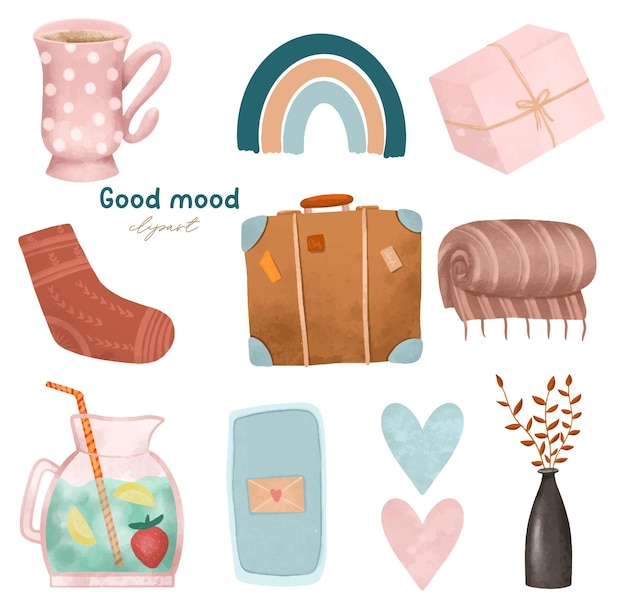 Cozy home elements hobby and life style graphic clipart