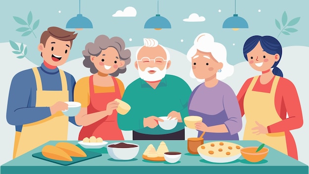 In a cozy kitchen a group of baby boomer friends gather to make homemade pierogis sharing stories