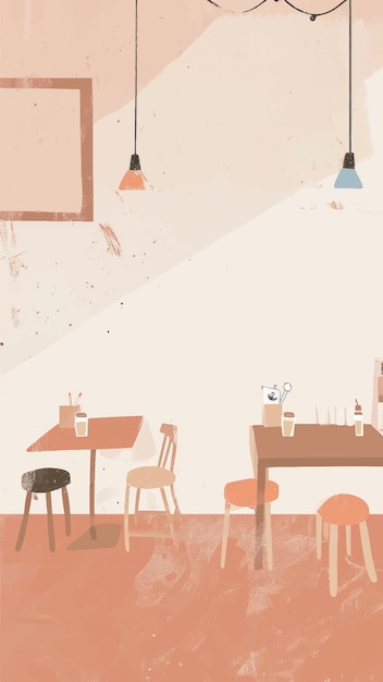 Vector cozy minimalist cafe interior illustration