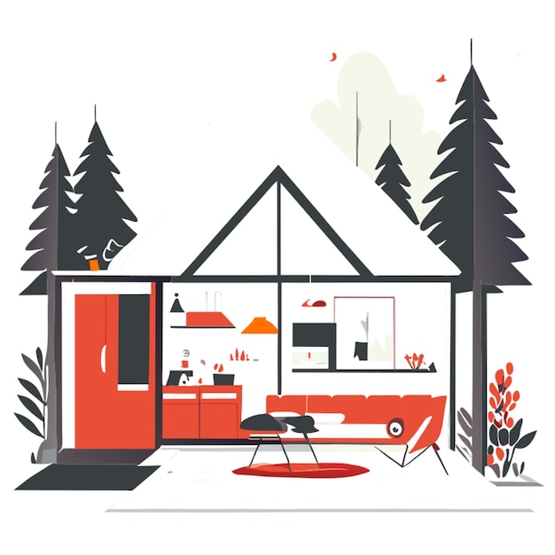 Vector cozy and modern home spaces vector illustration flat 2