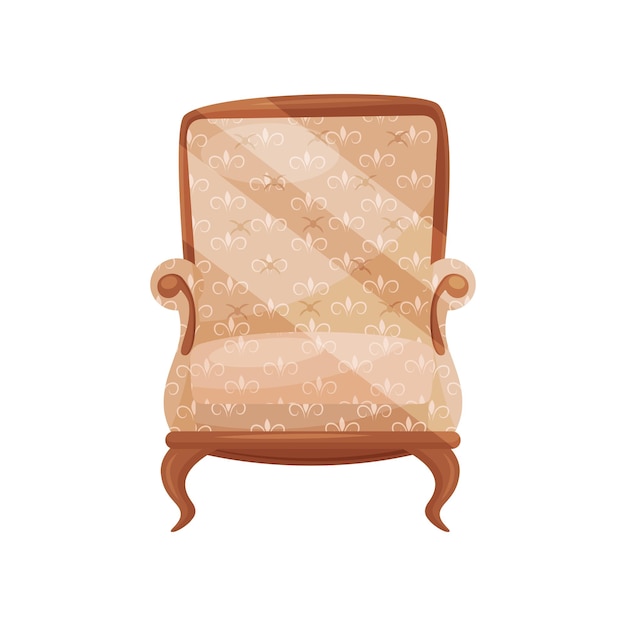 Cozy wooden armchair for living room comfortable chair with soft beige trim classic furniture flat