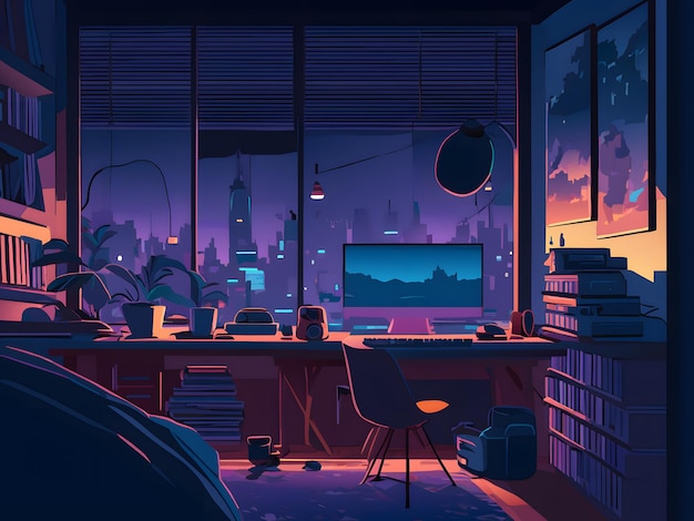 cozy workplace illustration