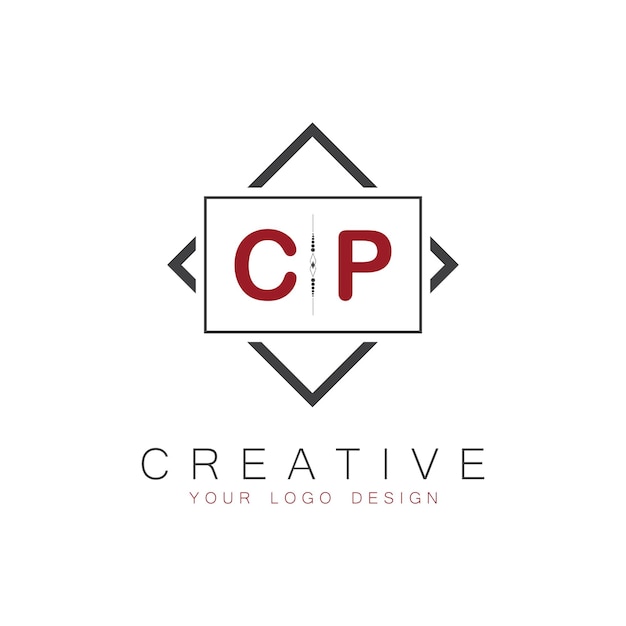 Vector cp initial monogram logo with creative square style design