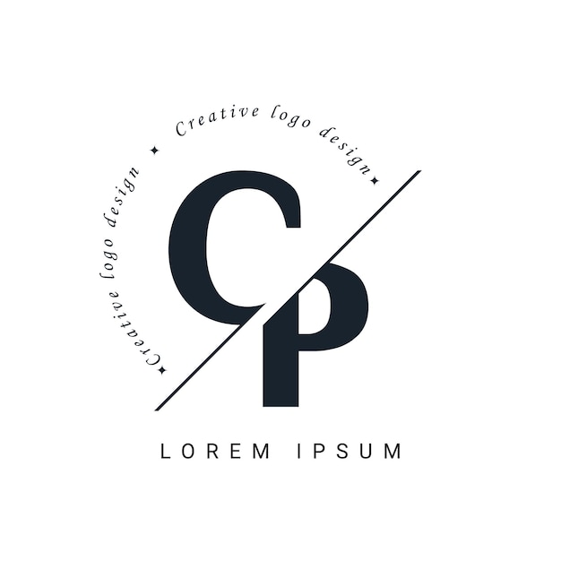 Vector cp letter logo design with a creative cut creative logo design