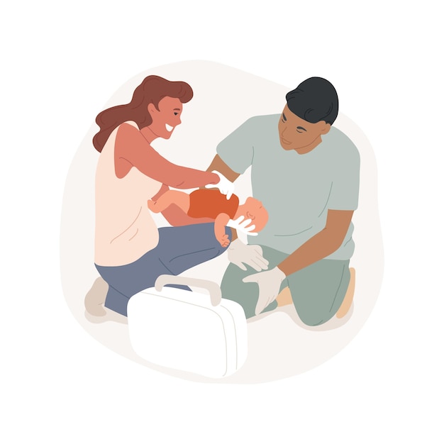 Vector cpr course isolated cartoon vector illustration