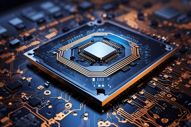 Vector cpu on a motherboard technology background high resolution 3d render