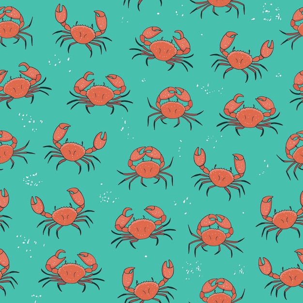 Crab animal sea life seamless pattern