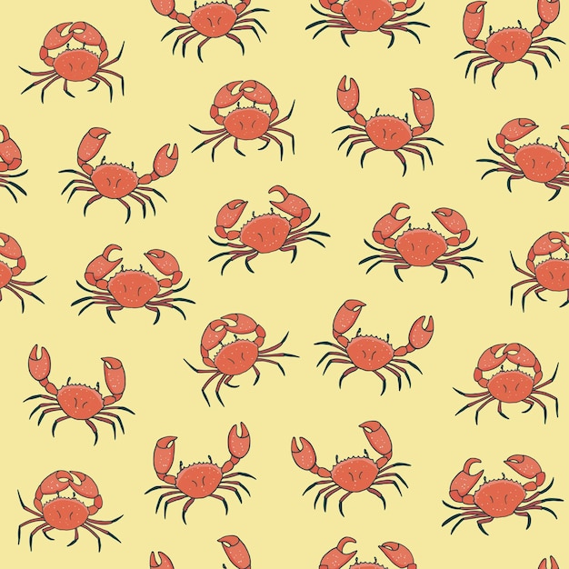 Crab animal sea life seamless pattern