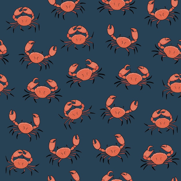 Crab animal sea life seamless pattern