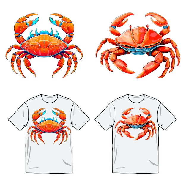 Crab colorful wotercolor neon illustration in t shirt design